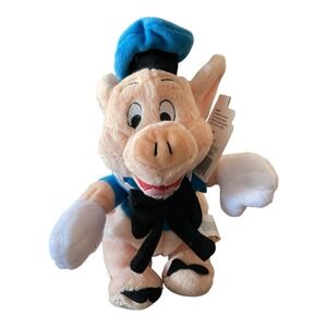 Disney Three Little Pigs Fiddler Pig Plush Bean Animal Blue Shirt & Hat